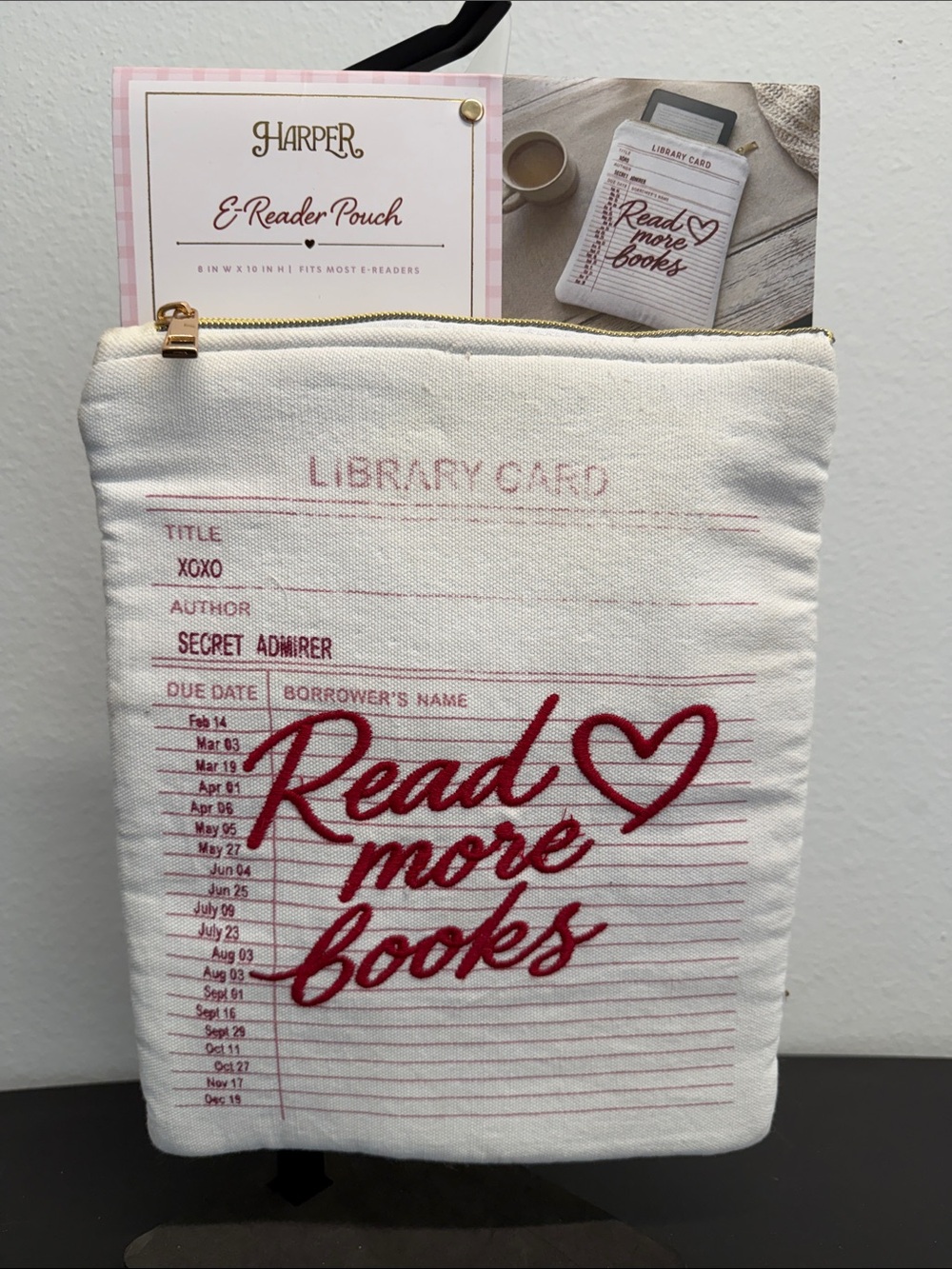 Harper | Canvas Style E-Reader Kindle Library Card Bag | “Read More Books” 📕